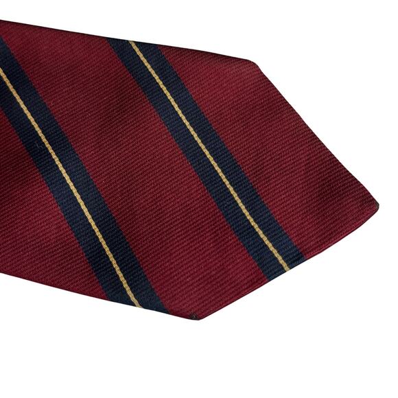 Henry À La Pensée Paris Silk Tie Men's Burgundy Navy Gold Stripe Made in France - Picture 7 of 9